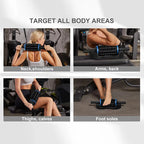 Demonstration of percussive massager used on neck shoulders arms back thighs calves and foot soles⁠